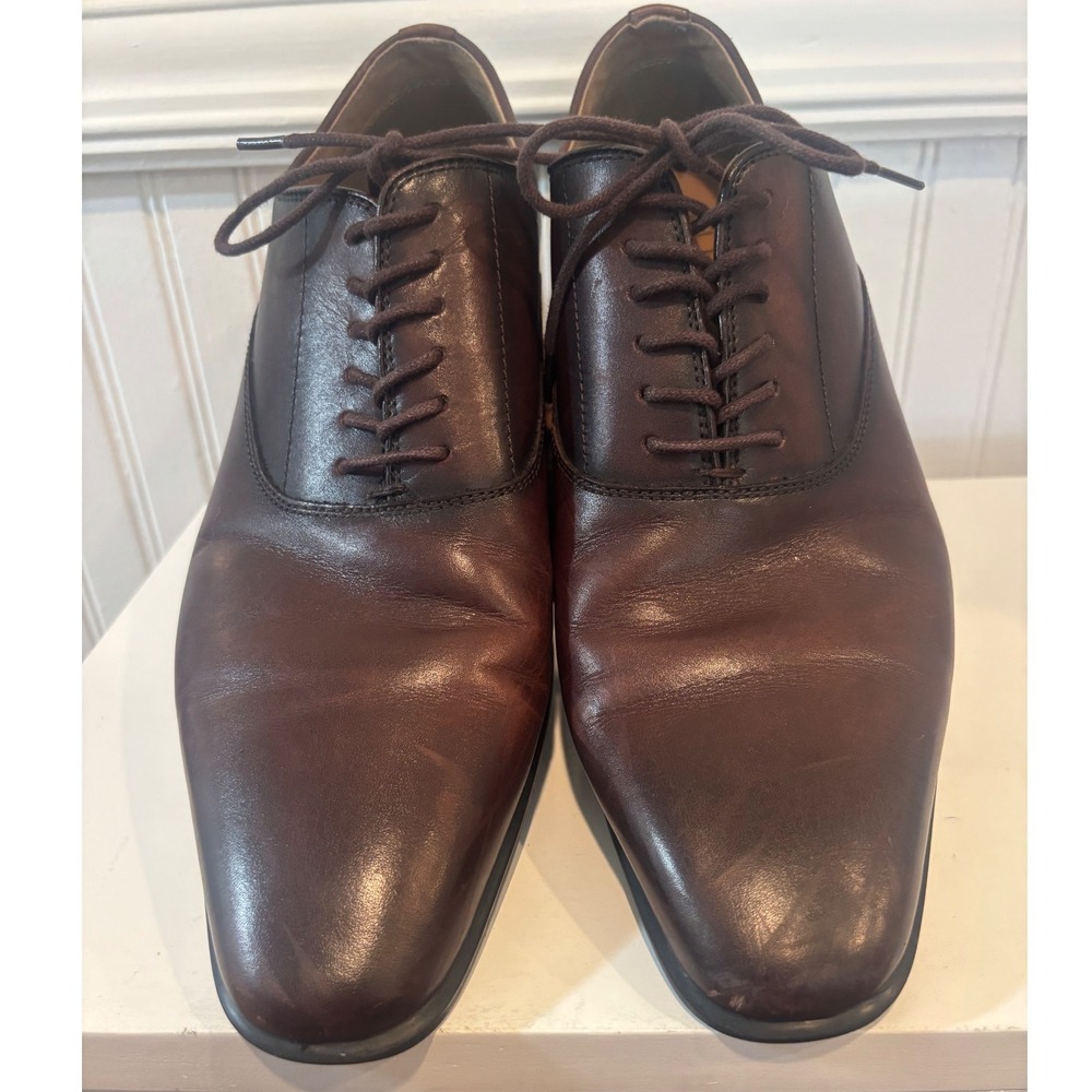 Aldo Mens Brown Leather Oxford Dress Shoes Size 9 US 42 EUR Lace Up Formal